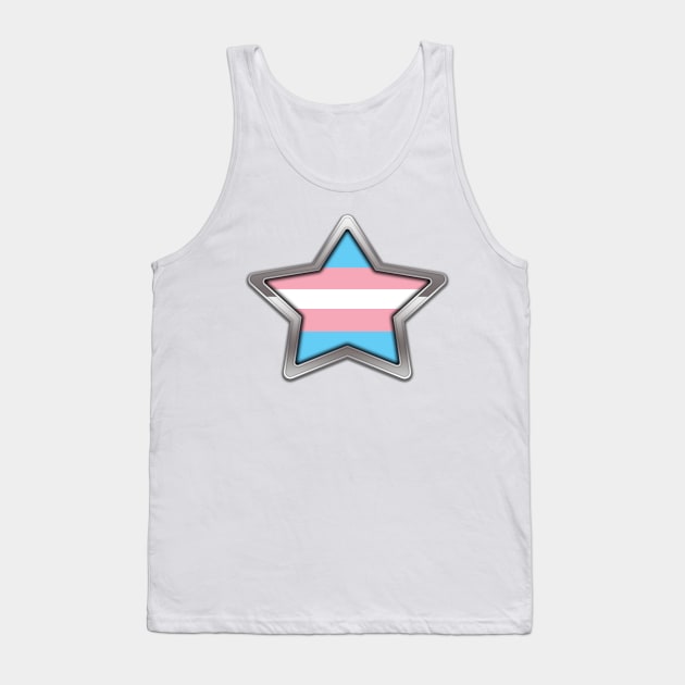 Large Transgender Pride Flag Colored Star with Chrome Frame. Tank Top by LiveLoudGraphics